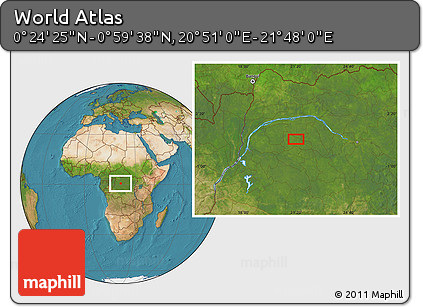 Satellite Location Map of the Area around 0° 42' 2" N, 21° 19' 30" E