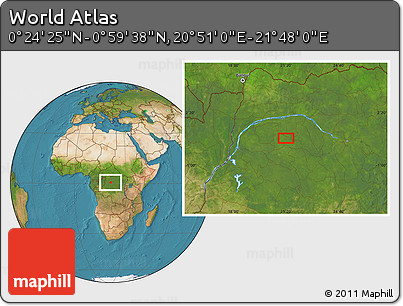 Satellite Location Map of the Area around 0° 42' 2" N, 21° 19' 30" E