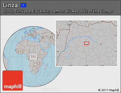 Gray Location Map of Linza, hill shading