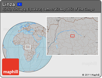 Gray Location Map of Linza, hill shading