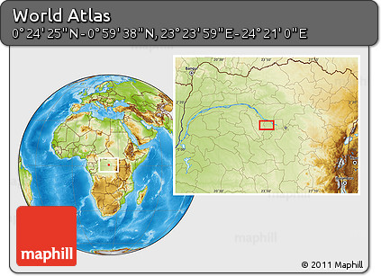 Physical Location Map of the Area around 0° 42' 2" N, 23° 52' 30" E