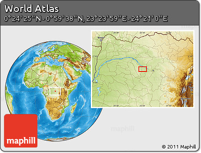 Physical Location Map of the Area around 0° 42' 2" N, 23° 52' 30" E