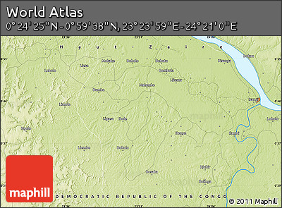 Physical Map of the Area around 0° 42' 2" N, 23° 52' 30" E