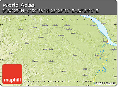 Physical Map of the Area around 0° 42' 2" N, 23° 52' 30" E