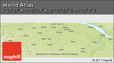 Physical Panoramic Map of the Area around 0° 42' 2" N, 23° 52' 30" E