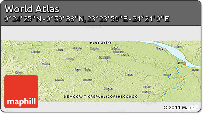 Physical Panoramic Map of the Area around 0° 42' 2" N, 23° 52' 30" E