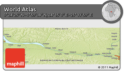 Physical Panoramic Map of the Area around 0° 42' 2" N, 24° 43' 30" E