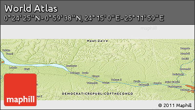 Physical Panoramic Map of the Area around 0° 42' 2" N, 24° 43' 30" E