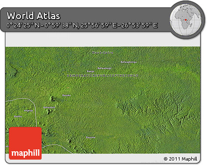 Satellite 3D Map of the Area around 0° 42' 2" N, 26° 25' 29" E