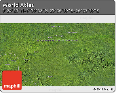Satellite 3D Map of the Area around 0° 42' 2" N, 26° 25' 29" E