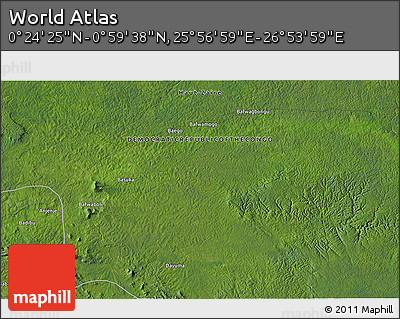 Satellite 3D Map of the Area around 0° 42' 2" N, 26° 25' 29" E