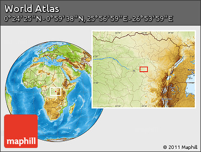 Physical Location Map of the Area around 0° 42' 2" N, 26° 25' 29" E