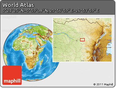 Physical Location Map of the Area around 0° 42' 2" N, 26° 25' 29" E