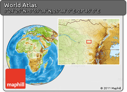 Physical Location Map of the Area around 0° 42' 2" N, 27° 16' 29" E
