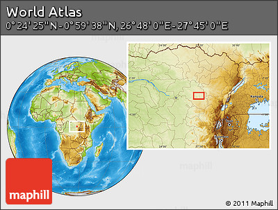 Physical Location Map of the Area around 0° 42' 2" N, 27° 16' 29" E