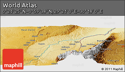 Physical Panoramic Map of the Area around 0° 42' 2" N, 29° 49' 30" E