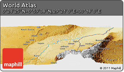 Physical Panoramic Map of the Area around 0° 42' 2" N, 29° 49' 30" E
