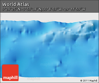 Physical 3D Map of the Area around 0° 42' 2" N, 29° 40' 29" W