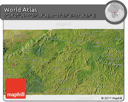 Satellite 3D Map of the Area around 0° 42' 2" N, 30° 40' 29" E
