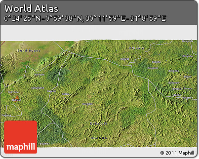 Satellite 3D Map of the Area around 0° 42' 2" N, 30° 40' 29" E