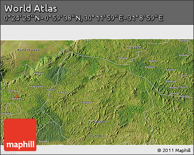Satellite 3D Map of the Area around 0° 42' 2" N, 30° 40' 29" E