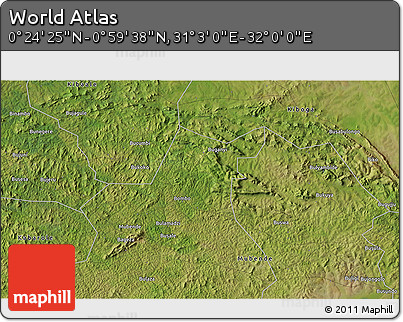 Satellite 3D Map of the Area around 0° 42' 2" N, 31° 31' 29" E