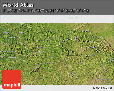 Satellite 3D Map of the Area around 0° 42' 2" N, 31° 31' 29" E