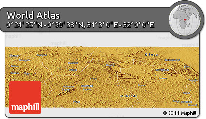 Physical Panoramic Map of the Area around 0° 42' 2" N, 31° 31' 29" E