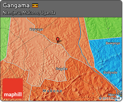 Political 3D Map of Gangama