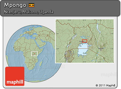 Savanna Style Location Map of Mpongo, hill shading
