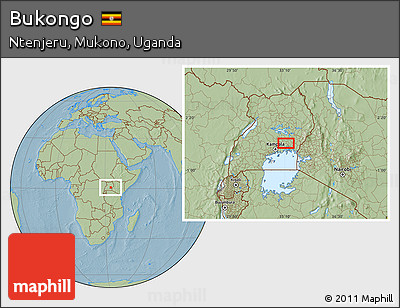 Savanna Style Location Map of Bukongo, hill shading