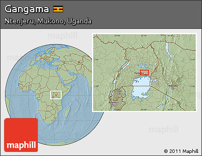 Savanna Style Location Map of Gangama, hill shading