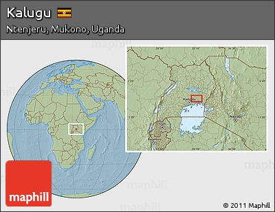 Savanna Style Location Map of Kalugu, hill shading