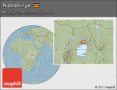 Savanna Style Location Map of Nababirye, hill shading