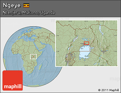 Savanna Style Location Map of Ngeye, hill shading