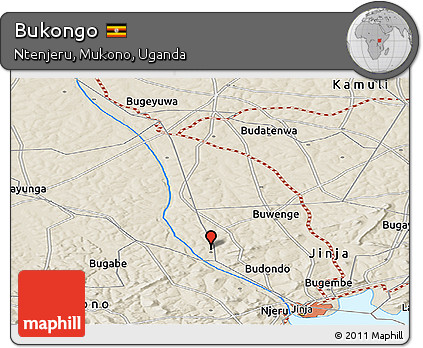 Shaded Relief Panoramic Map of Bukongo