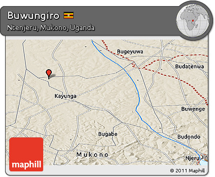 Shaded Relief Panoramic Map of Buwungiro