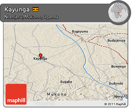 Shaded Relief Panoramic Map of Kayunga