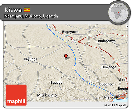 Shaded Relief Panoramic Map of Kiswa