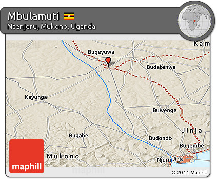Shaded Relief Panoramic Map of Mbulamuti