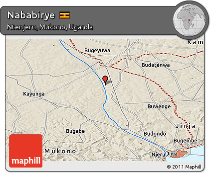 Shaded Relief Panoramic Map of Nababirye