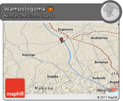 Shaded Relief Panoramic Map of Wampologoma
