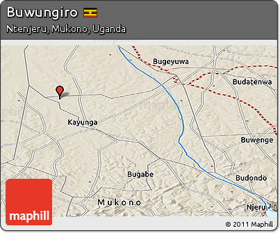 Shaded Relief Panoramic Map of Buwungiro
