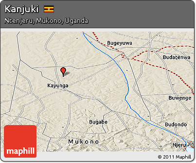 Shaded Relief Panoramic Map of Kanjuki