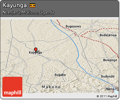 Shaded Relief Panoramic Map of Kayunga