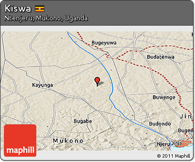Shaded Relief Panoramic Map of Kiswa