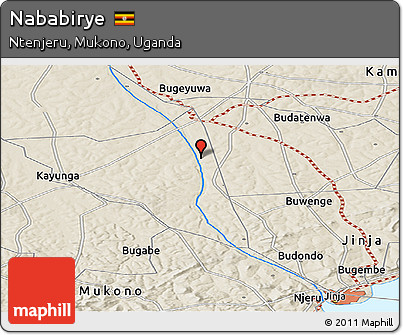 Shaded Relief Panoramic Map of Nababirye