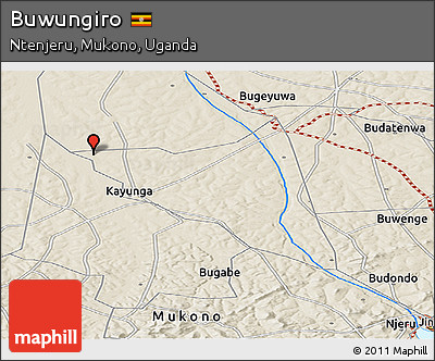 Shaded Relief Panoramic Map of Buwungiro