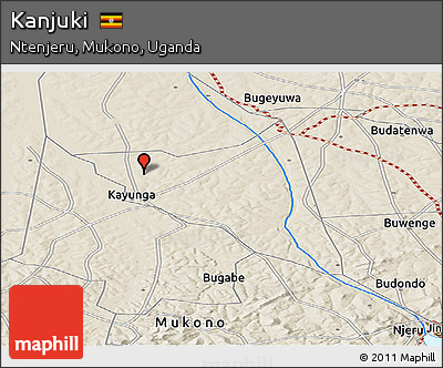 Shaded Relief Panoramic Map of Kanjuki