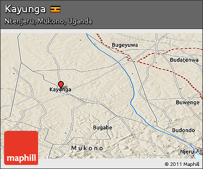 Shaded Relief Panoramic Map of Kayunga